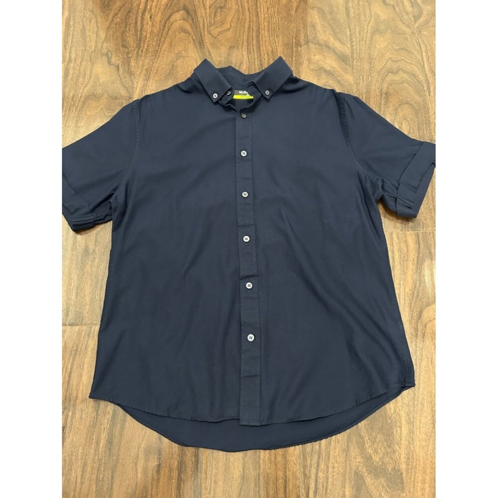 Murano Performance Men's Slim Fit Short-Sleeve Button-Down Shirt Navy